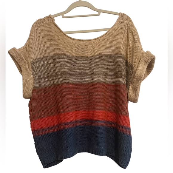 Urban Outfitters Ecote Colorblock Cable Pointelle Short Sleeve Sweater XS Sumner - Picture 6 of 13